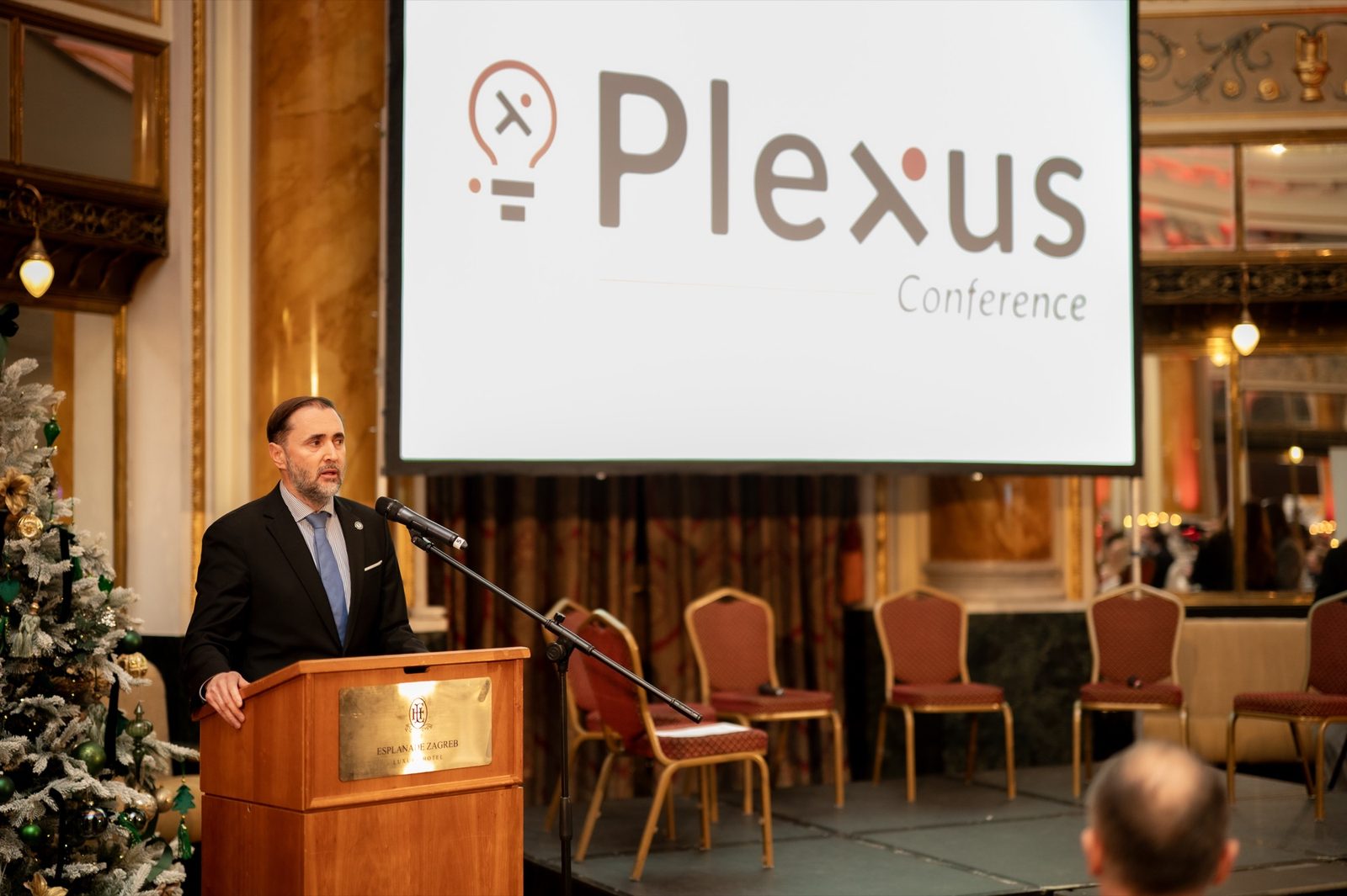 An address from the podium at the Plexus Gala