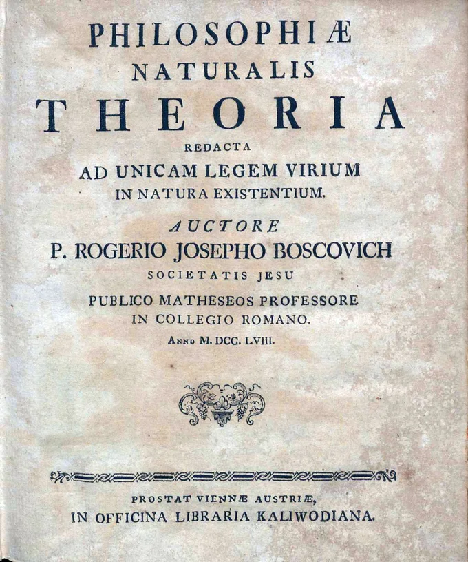 Title page of Bošković's Theoria Philosophiae Naturalis, 1758