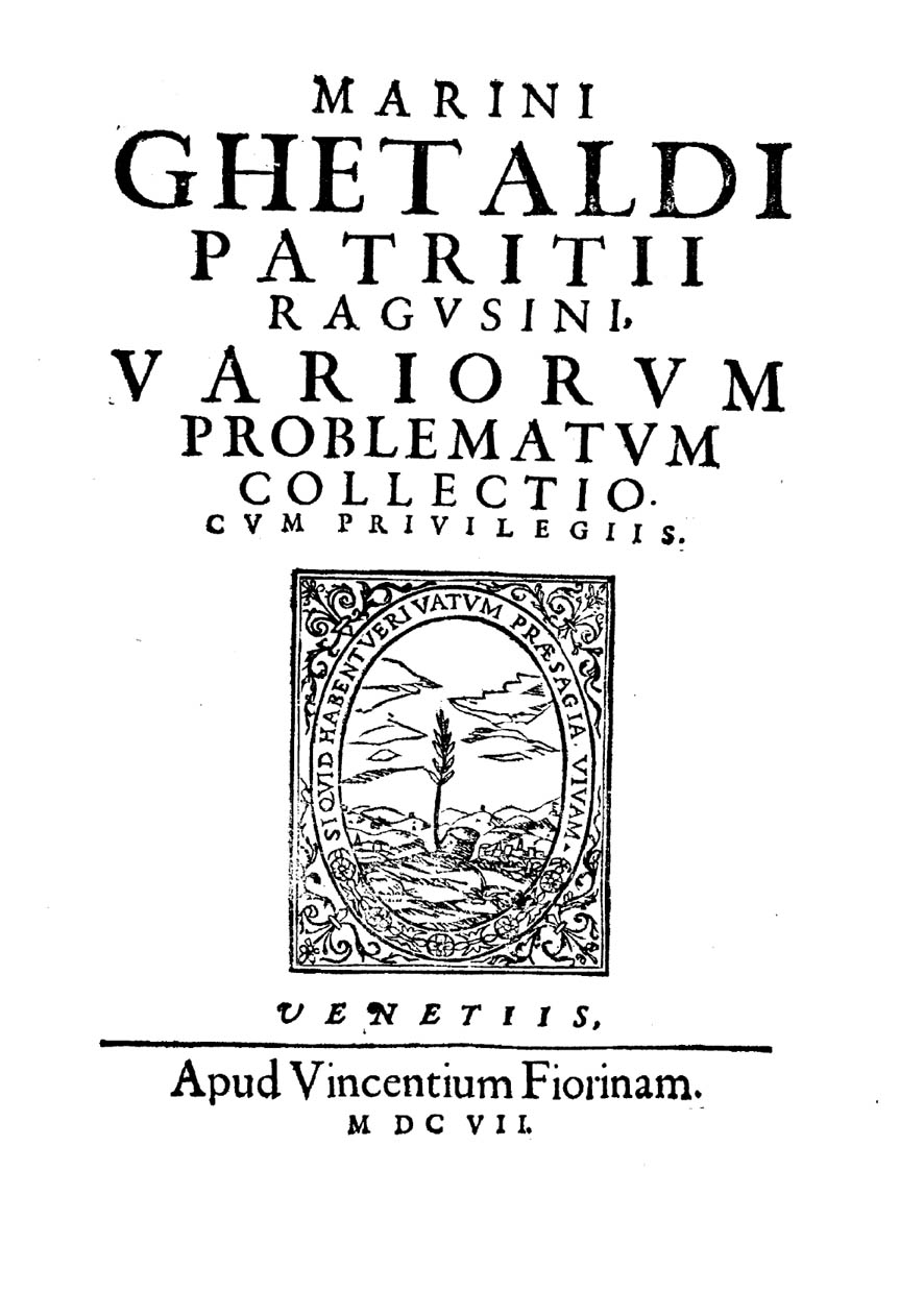 Title page of Getaldić's Variorum problematum collectio, Venice, 1607