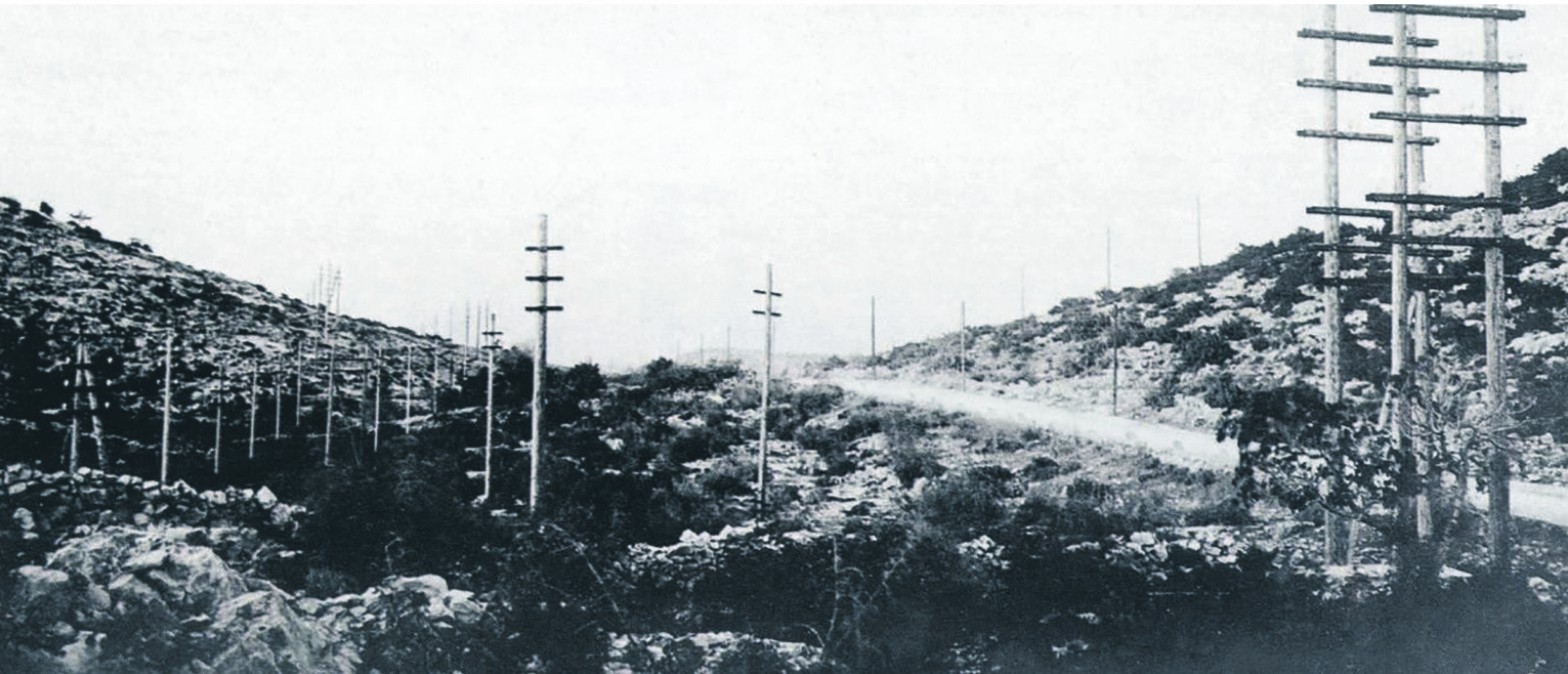 The 1895 power lines carrying current from the Krka to Šibenik