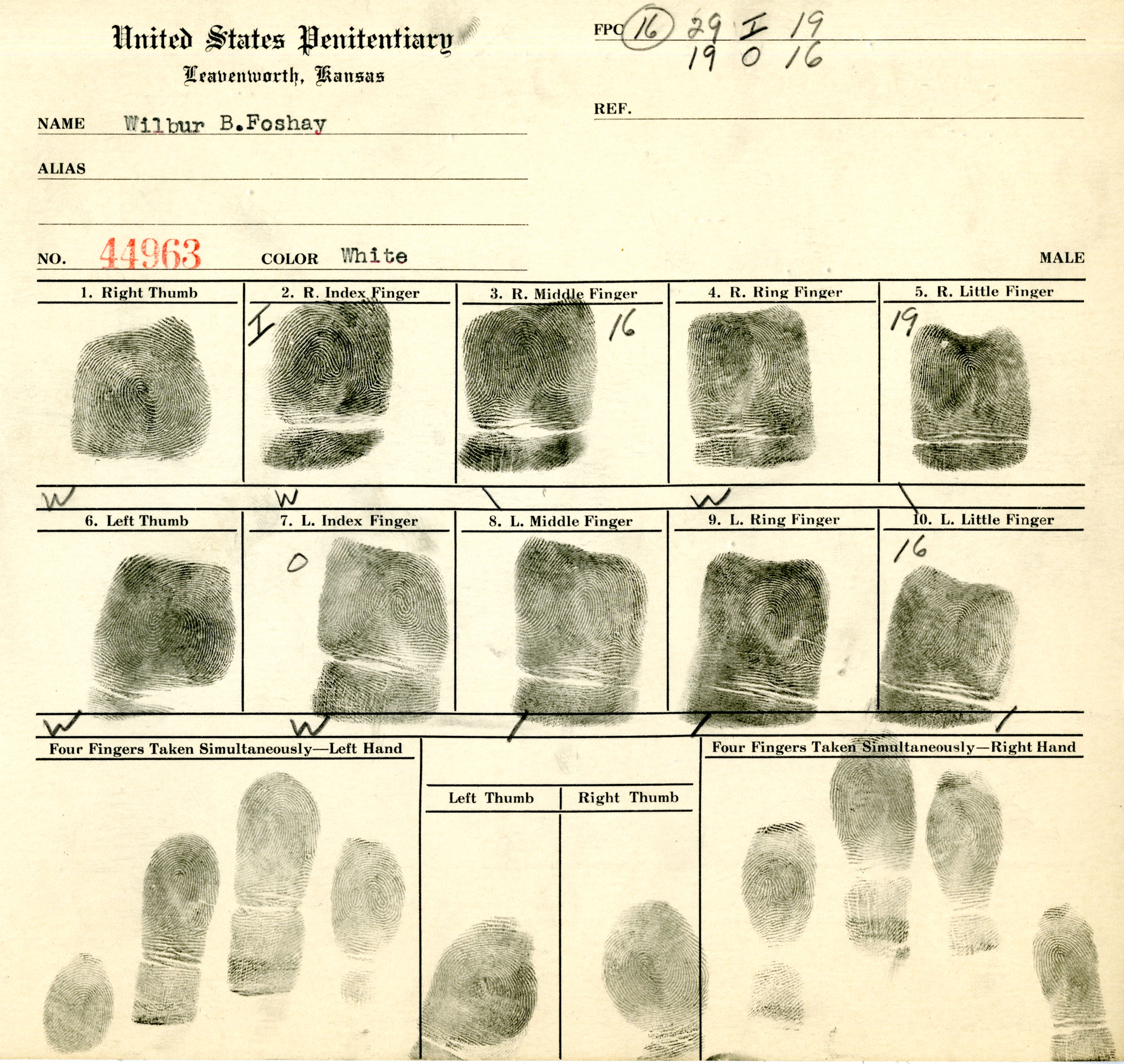 An early fingerprint identification card
